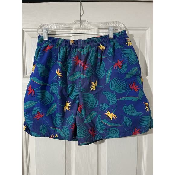 Vintage LL Bean Swim Trunk Board Shorts Mens Sz L Made in USA Floral - Picture 1 of 8